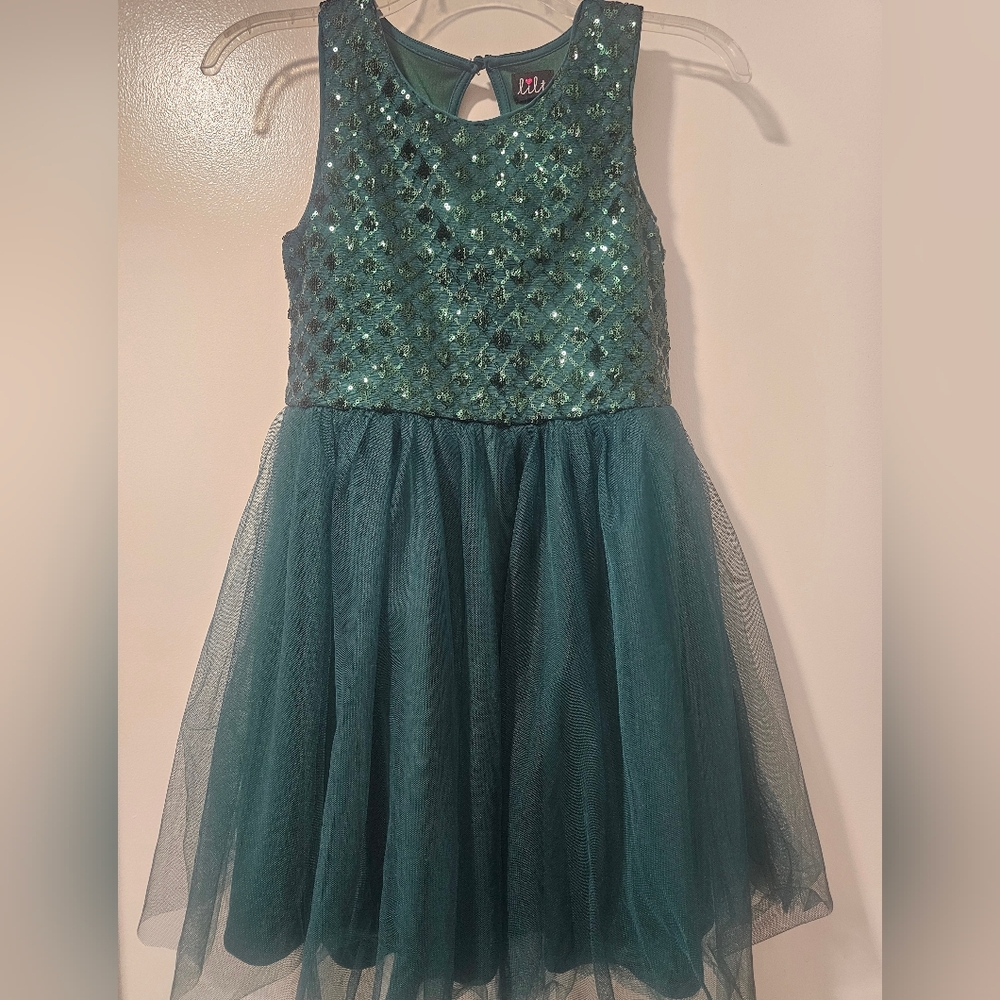 Holiday Girls DRESS Lilt Teal and Black Garment SIZE 12